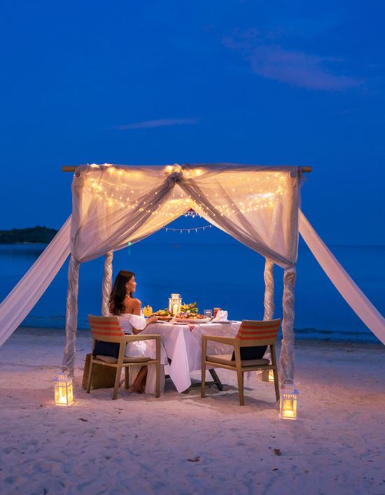 Romantic beach dinner